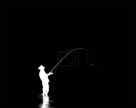 Téléchargez les illustrations : Fisher Man Silhouette, pour illustration d'art, pictogramme, site web, type de logo ou élément graphique. Illustration vectorielle - en licence libre de droit