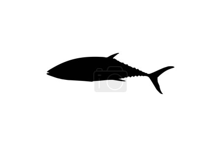 Téléchargez les illustrations : Silhouette de style plat du poisson thon, peut être utilisé pour le type de logo, illustration d'art, pictogramme, site Web ou élément de conception graphique. Illustration vectorielle - en licence libre de droit