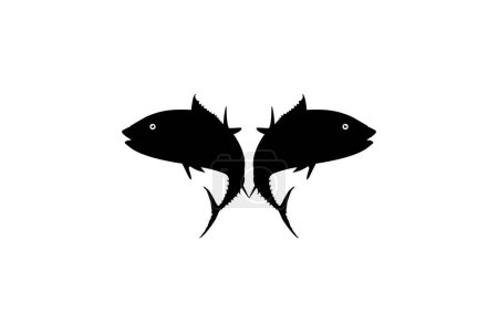 Illustration for Pair of the Tuna Fish Silhouette, can use for Logo Type, Art Illustration, Pictogram, Website or Graphic Design Element. Vector Illustration - Royalty Free Image