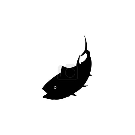 Téléchargez les illustrations : Silhouette de poisson de thon, peut utiliser pour le type de logo, illustration d'art, pictogramme, site Web ou élément de conception graphique. Illustration vectorielle - en licence libre de droit