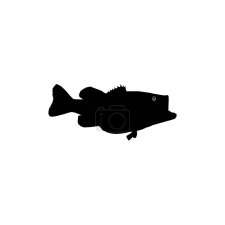 Illustration for Bass Fish Silhouette, can use for Art Illustration, Logo Gram, Pictogram, Mascot, Website, or Graphic Design Element. Vector Illustration - Royalty Free Image