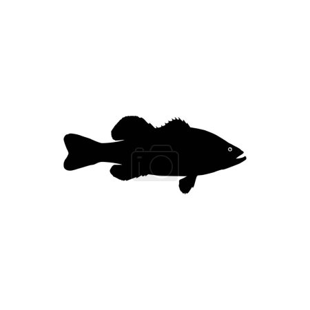 Photo for Bass Fish Silhouette, can use for Art Illustration, Logo Gram, Pictogram, Mascot, Website, or Graphic Design Element. Vector Illustration - Royalty Free Image