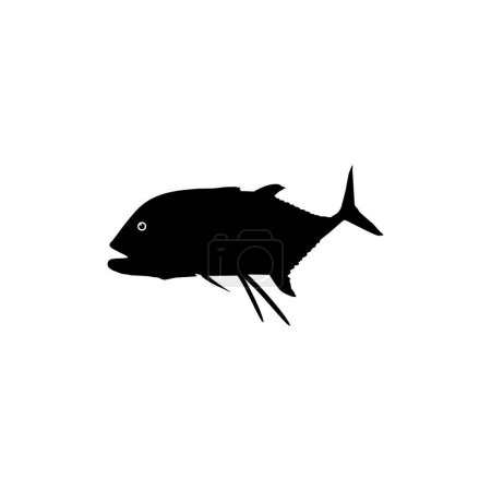 Ilustración de El trevally gigante (Caranx ignobilis), también conocido como el trevally humilde, barrera trevally, ronin jack, pez rey gigante, GT Fish, o ulua, es una especie de peces marinos grandes clasificados en la familia de los gatos. - Imagen libre de derechos