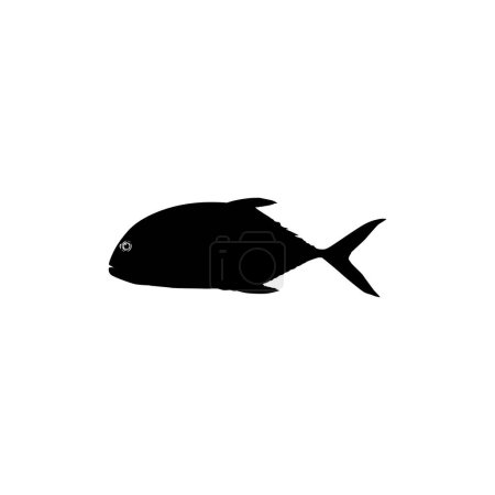 Ilustración de El trevally gigante (Caranx ignobilis), también conocido como el trevally humilde, barrera trevally, ronin jack, pez rey gigante, GT Fish, o ulua, es una especie de peces marinos grandes clasificados en la familia de los gatos. - Imagen libre de derechos