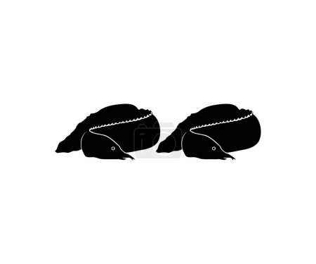 Ilustración de La silueta de la anguila de fuego (Mastacembelus erythrotaenia) es una especie relativamente grande de anguila espinosa, puede usarse para ilustración de arte, tipo de logotipo, pictograma, sitio web o elemento de diseño gráfico. Vector - Imagen libre de derechos
