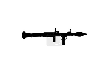 Silhouette der Bazooka oder Raketenabschusswaffe, auch bekannt als Rakete angetriebene Granate oder RPG, flacher Stil, kann für Kunstillustration, Piktogramm, Website, Infografik oder Grafikdesign verwendet werden