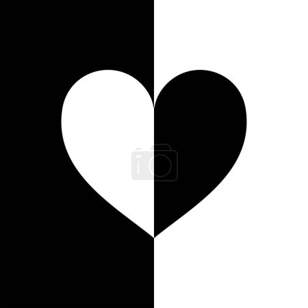 Forma del corazón en color de contraste, blanco negro, puede utilizar para el papel pintado, cubierta, tarjeta de felicitación, decoración adornada, ornamento, fondo, envoltura, tela, textil, moda, azulejo, patrón de alfombra, etc. Vector