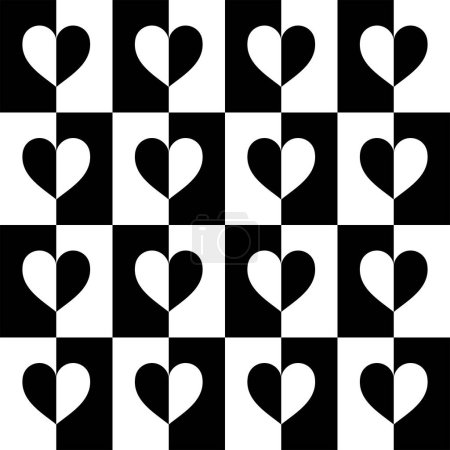 Heart Shape in Contrast Color, Black White, can use for Wallpaper, Cover, Greeting Card, Decoration Ornate, Ornament, Background, Wrapping, Fabric, Textile, Fashion, Tile, Carpet Pattern, etc. Vector