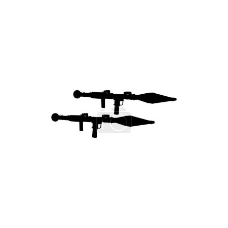 Silhouette der Bazooka oder Raketenabschusswaffe, auch bekannt als Rakete angetriebene Granate oder RPG, flacher Stil, kann für Kunstillustration, Piktogramm, Website, Kriegsnachrichten oder Grafikdesign verwendet werden
