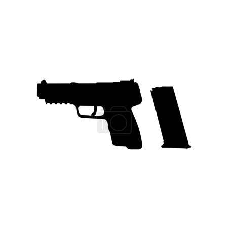 La silueta de pistola de mano también conocida como pistola, estilo plano, puede usarse para ilustración de arte, logotipo gramo, pictograma, sitio web o elemento de diseño gráfico. Ilustración vectorial
