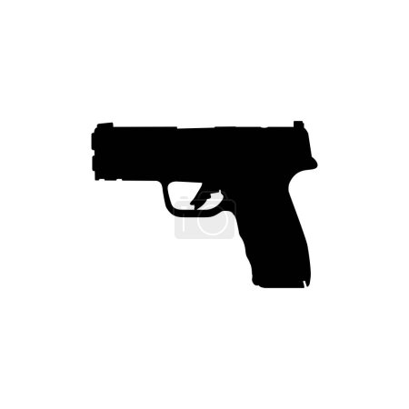 Silhouette of Hand Gun auch als Pistol, Flat Style bekannt, kann für Kunstillustration, Logo Gramm, Piktogramm, Website oder Grafik-Design-Element verwendet werden. Vektorillustration