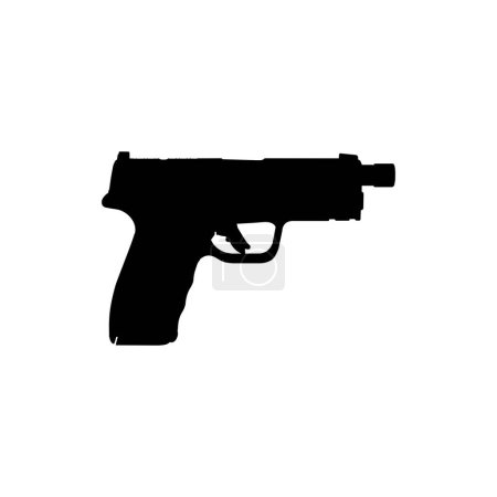 Silhouette of Hand Gun also known as Pistol, Flat Style, can use for Art Illustration, Logo Gram, Pictogram, Website or Graphic Design Element. Vector Illustration