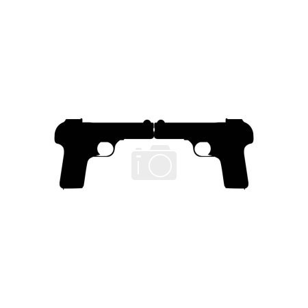 Illustration for Silhouette Pistol or Handgun Gun Pistol for Art Illustration, Logo, Pictogram, Website or Graphic Design Element. Vector Illustration - Royalty Free Image