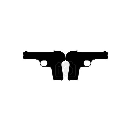 Illustration for Silhouette Pistol or Handgun Gun Pistol for Art Illustration, Logo, Pictogram, Website or Graphic Design Element. Vector Illustration - Royalty Free Image