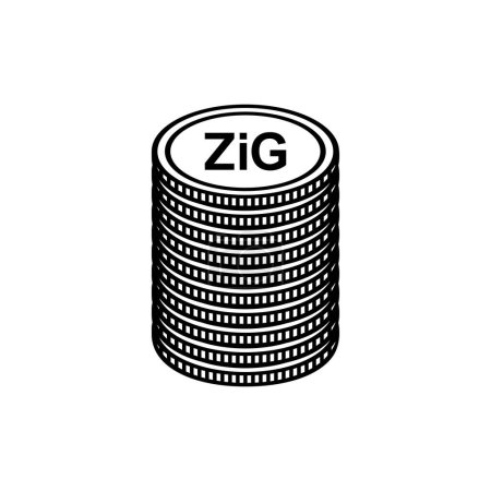 Nouveau symbole de devise du Zimbabwe, l'icône d'or du Zimbabwe, signe ZiG. Illustration vectorielle