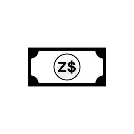 Zimbabwe Symbole de devise, l'icône du dollar zimbabwéen, signe ZWD. Illustration vectorielle