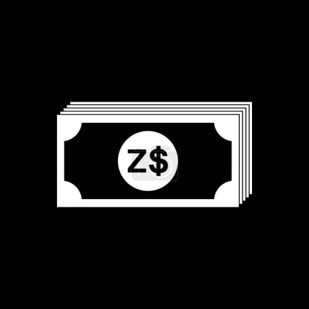 Zimbabwe símbolo de la moneda, el icono del dólar de Zimbabue, signo ZWD. Ilustración vectorial