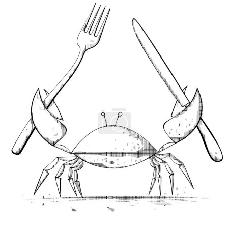 Ilustración de Cangrejo con cuchillo y tenedor. Ilustración vectorial - Imagen libre de derechos