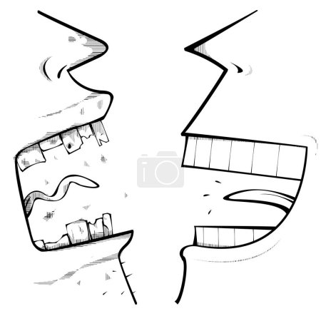 Illustration for Man with good teeth and man with bad teeth. Vector illustration - Royalty Free Image