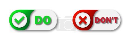 Illustration for Do and Don't label set. Check mark and cross symbols. Flat vector illustration. - Royalty Free Image