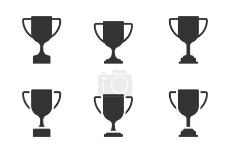 Illustration for Winning trophy set. Champion's cup icon. Flat vector illustration. - Royalty Free Image