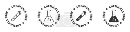Téléchargez les illustrations : Ensemble d'icônes chimiques gratuites. Illustration vectorielle. - en licence libre de droit