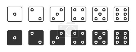 Illustration for Set of game dice with gear icon. Vector illustration. - Royalty Free Image