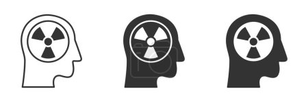 Illustration for Human head icon with radiation symbol inside. Vector illustration. - Royalty Free Image