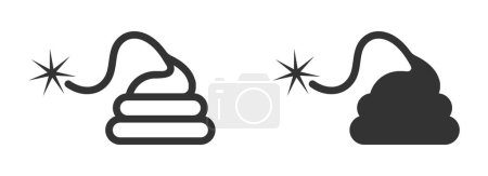 Illustration for Shit-bomb icon. Shit with burning cord. Vector illustration. - Royalty Free Image
