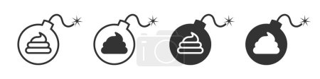 Illustration for Shit bomb icon set. Bomb icon with fecal sign. Vector illustration. - Royalty Free Image
