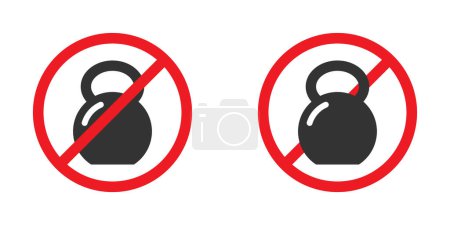 Illustration for Kettlebell ban sign. Kettlebell is forbidden. Red Prohibited sign. Flat vector illustration. - Royalty Free Image