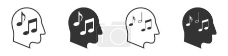 Téléchargez les illustrations : Des notes de musique dans la tête. Musique du cerveau. Illustration vectorielle. - en licence libre de droit