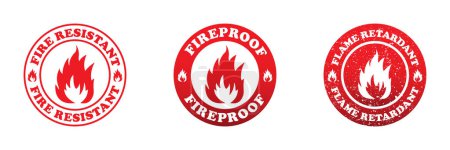 Illustration for Fire resistant icon. Fireproof badge. Vector illustrations. - Royalty Free Image