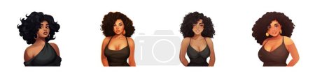 Photo for Chubby woman. Beautiful black young woman set. Vector illustration. - Royalty Free Image