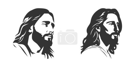 Téléchargez les illustrations : Jésus visage silhouette. Illustration vectorielle. - en licence libre de droit