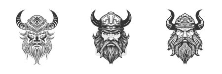 Téléchargez les illustrations : Icône de tête viking. Illustration vectorielle. - en licence libre de droit