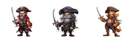 Cartoon pirate with sabre. Vector illustration.