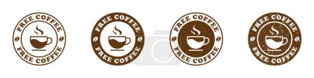Téléchargez les illustrations : Ensemble d'icônes café gratuit. Illustration vectorielle. - en licence libre de droit