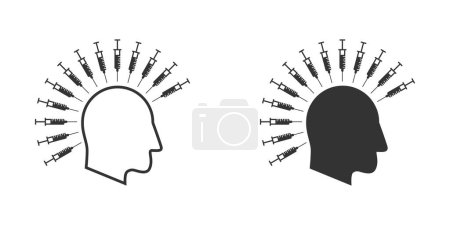 Illustration for Head with syringes. Human head with hair in the form of syringes. Vector illustration. - Royalty Free Image