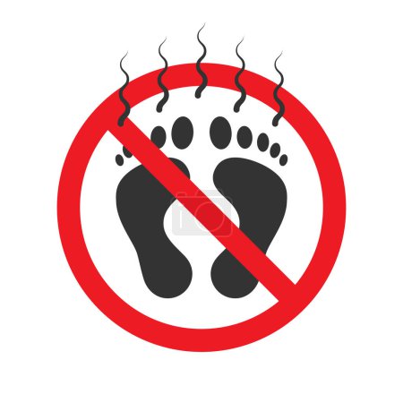 Ilustración de Signo de pies malolientes prohibidos. Ilustración vectorial. - Imagen libre de derechos