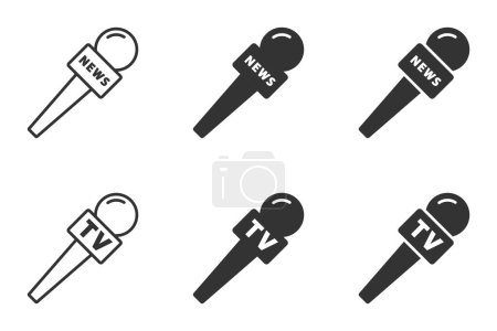 Illustration for Microphone TV icon set. Vector illustration. - Royalty Free Image