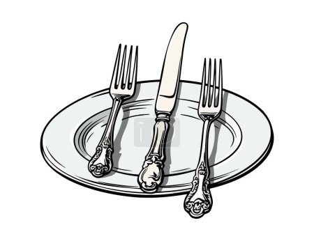 Illustration for Cartoon Glinting silverware adorns. Vector illustration. - Royalty Free Image