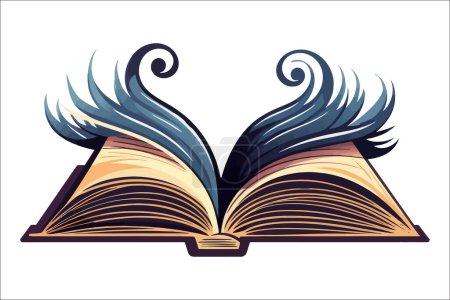 Open Book With Wing-shaped Bookmark. Cartoon vector.