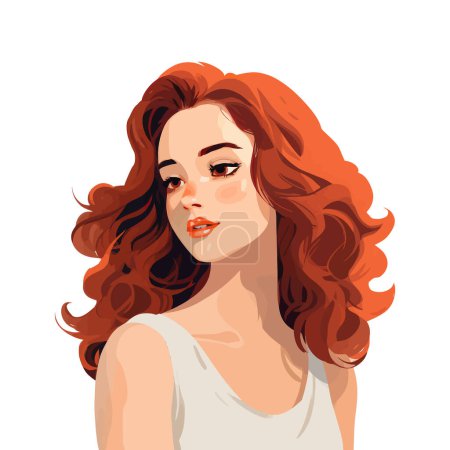 Illustration for A Painting of a Woman With Red Hair. Cartoon vector. - Royalty Free Image