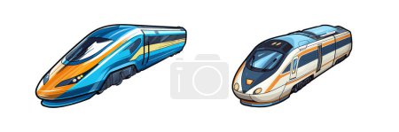 Two Trains Side by Side Drawing. Cartoon vector.