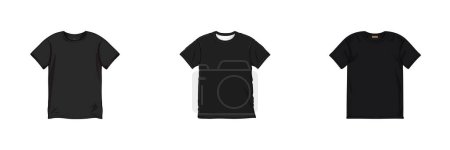 Illustration for Black T-Shirt Set. Cartoon Vector. - Royalty Free Image