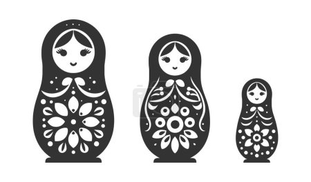 Matryoshka. Russian Doll Icon Set. Vector Illustration.