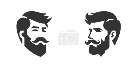 Hombres barbudos con bigotes. Icono vectorial.