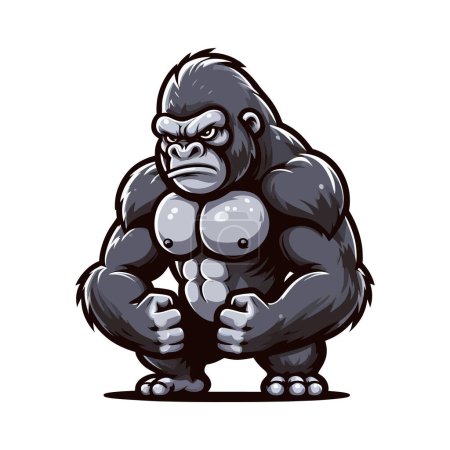 Ilustración de Gorilas musculosos sin camisa. Icono de Vector de dibujos animados. - Imagen libre de derechos