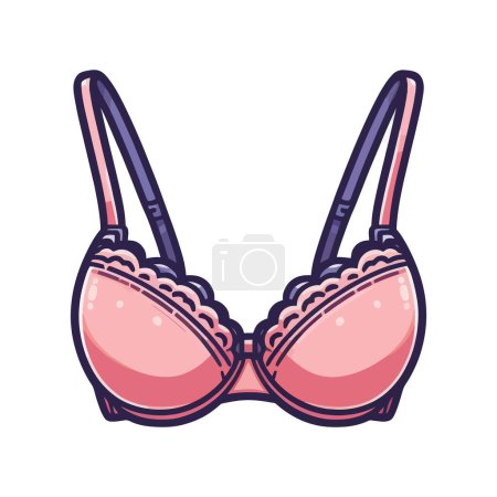 Illustration for Pink Bra With Laces. Cartoon Vector. - Royalty Free Image